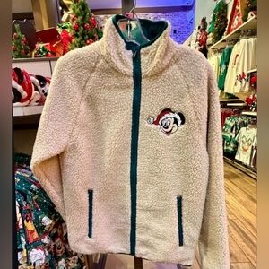 DisneyParks2025 Disneyland Resort Mickey Mouse Santa Polar Fleece Jacket XL NWT